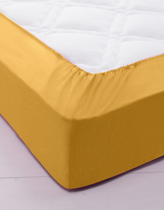 Drap-housse uni coton bonnet 32 cm (curry)