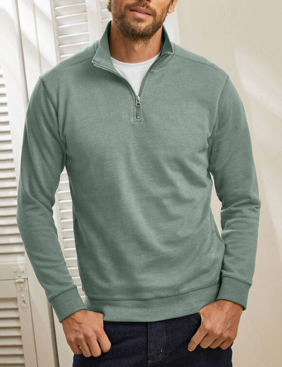 Sweat molleton col camionneur zippé (tilleul)