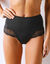 Culotte taille haute microfibre et dentelle - sculptante (noir)