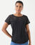 T-shirt met korte mouwen en kant (zwart)