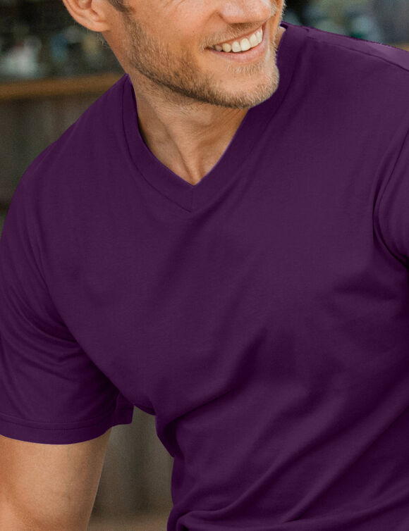 Tee-shirt col V manches courtes - lot de 3 (turquoise + bordeaux + marine)