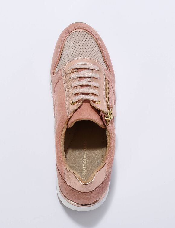 Baskets zippées et à lacets en cuir (blush)