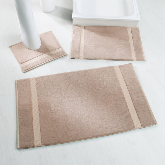 Badmatje van badstof met sierrand en premium comfort (hazelnootbruin)