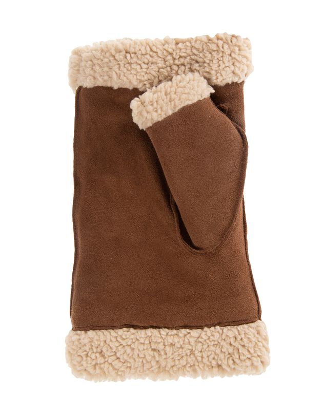 Mitaines cuir chèvre velours doublées fausse fourrure ISOTONER (cognac)