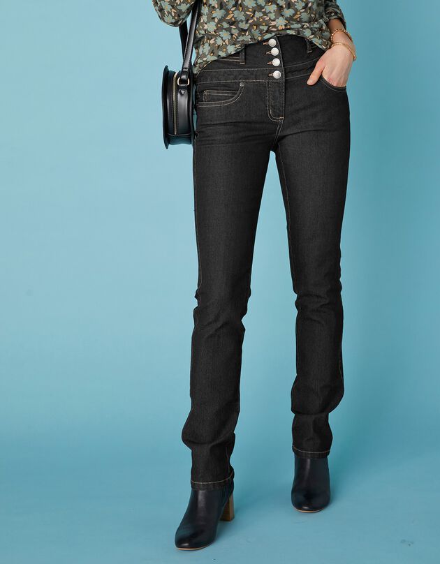 Rechte jeans met hoge taille - kleine lengte (black)