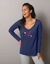Pyjama-T-shirt met lange mouwen en bedrukking met Estrella-motief (marine)