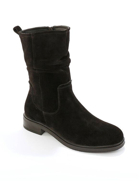 Bottes fourrées en cuir plissé  (noir)