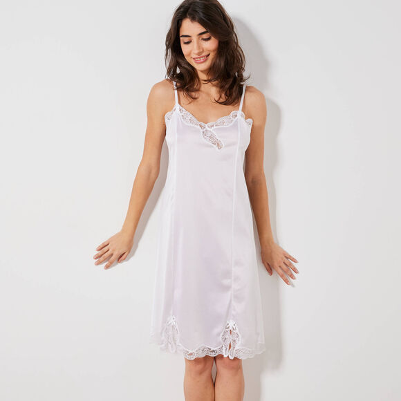 Onderjurk in antistatisch satijn (wit)