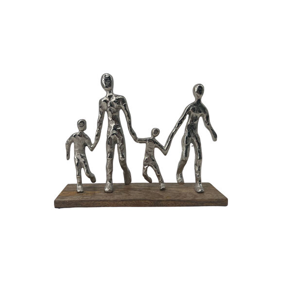 Statuette 4 personnages, aluminium martelé (métal)
