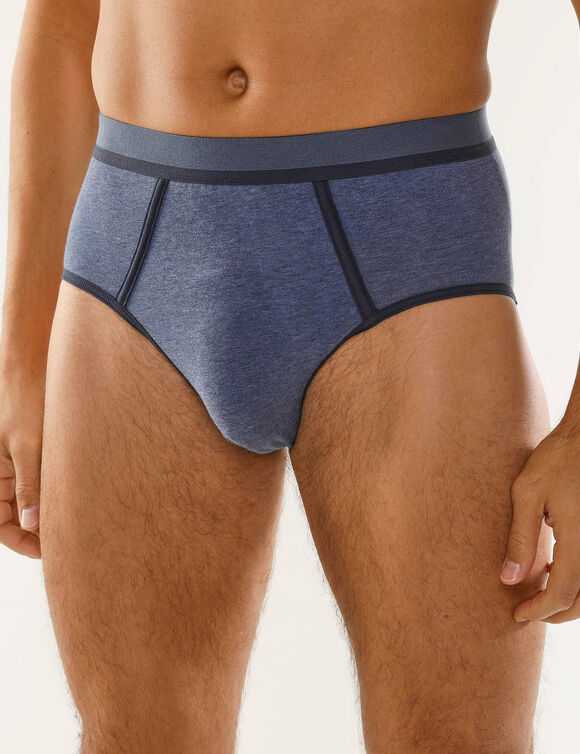 Slip fermé coutures contrastées, taille haute - lot de 4 (bleu jean + bordeaux)