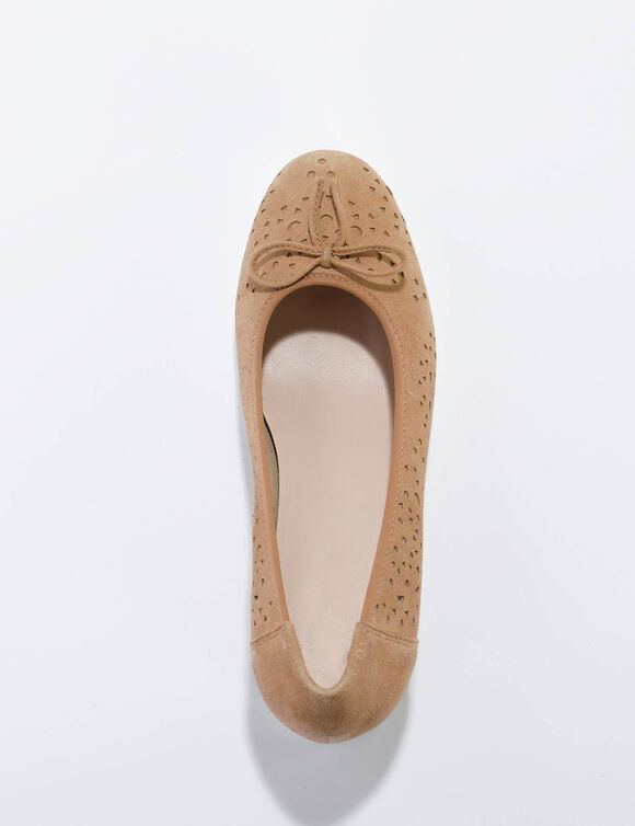 Leren ballerina's met ajour (beige)