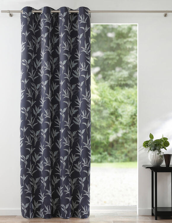 Rideau occultant imprimé petites feuilles (gris anthracite)