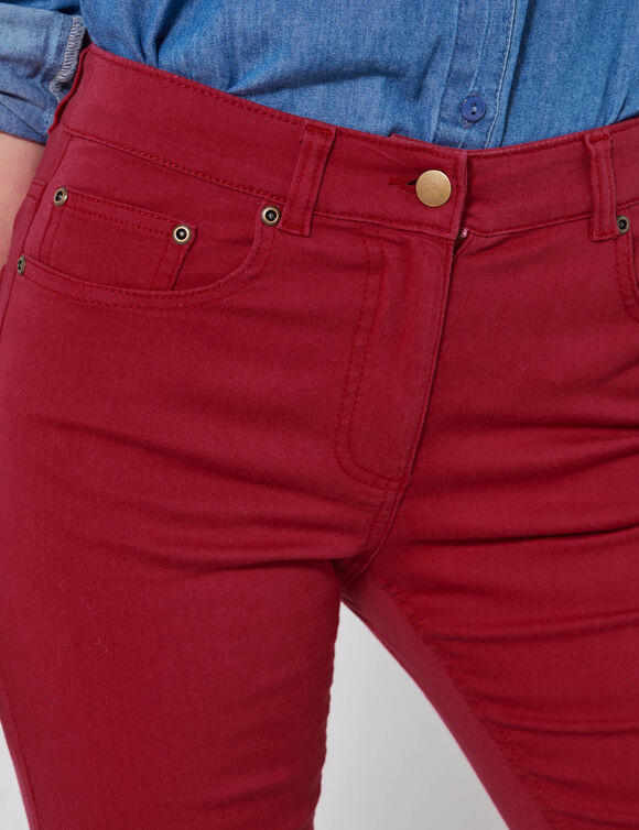 Pantalon droit stretch uni (rouge fonc&eacute;)
