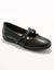 Leren ballerina's in babyschoenstijl (zwart)