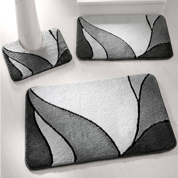 Tapis de bain motif végétal (gris)