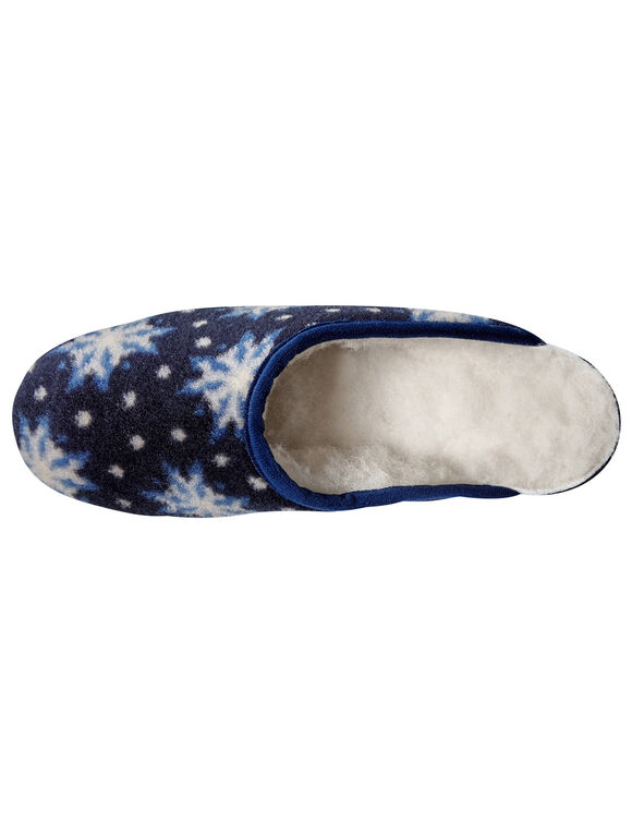 Pantoffels met sneeuwvlokkenmotief - wolvoering (marine)