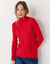 Pull col roul&eacute;, maille c&ocirc;tel&eacute;e (rouge)