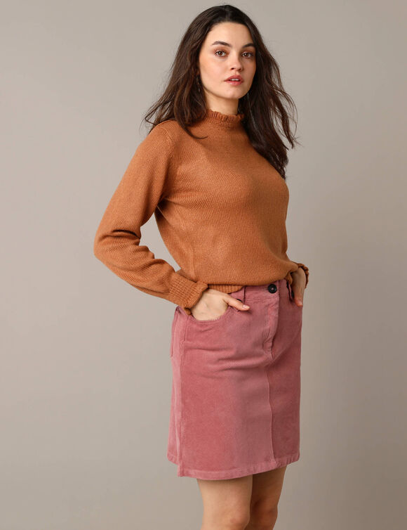 Pull col montant, finition frisotti (karamel)