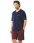 Pyjama short Business col V (bordeaux / marine)