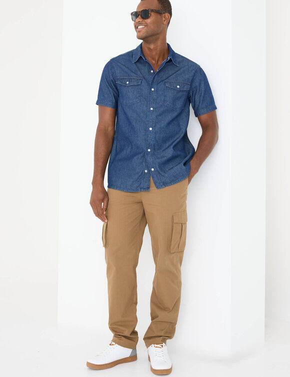 Chemise pressionn&eacute;e manches courtes (stone)