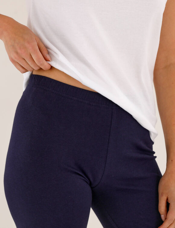 Lot de 2 leggings corsaire, taille &eacute;lastiqu&eacute;e (marine + noir)