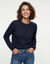 Pull col rond, maille fantaisie (marine)
