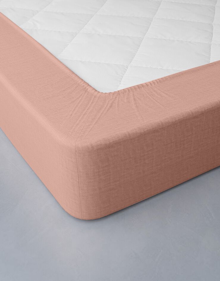 Bedlinnen in effen gewassen linnen (roze)