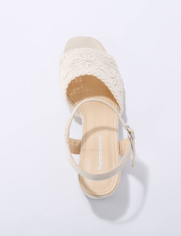 Sandalen met macram&eacute;-effect en hak (ecru)