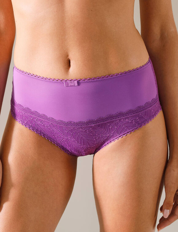 Culotte microfibre et dentelle stretch forme maxi taille haute Isili - lot de 2 (violet)