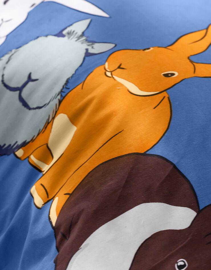 Bedlinnen Rabbit, in katoen met konijnprint (blauw)