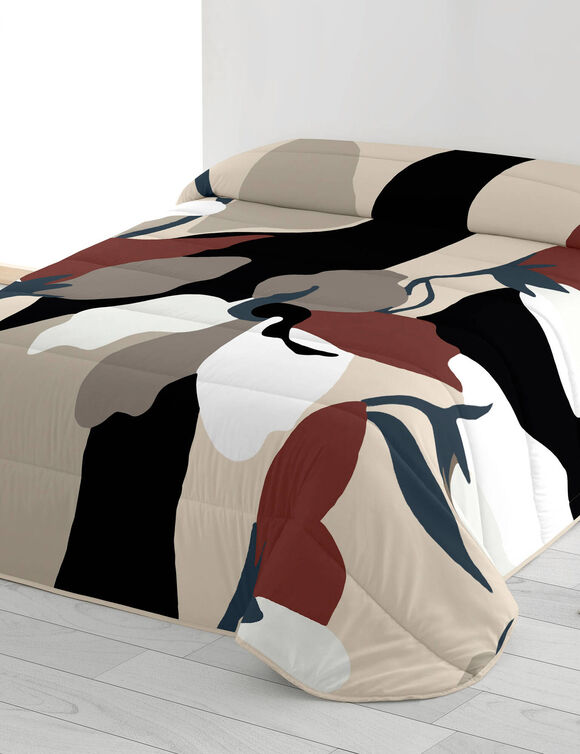 Couette microfibre imprim&eacute; moderne d&eacute;co 200 g/m&sup2; (bordeaux / &eacute;cru)
