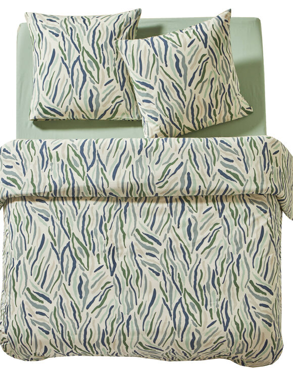 Parure de lit taie(s) + housse de couette Manu imprimée géométrique en coton (sable)