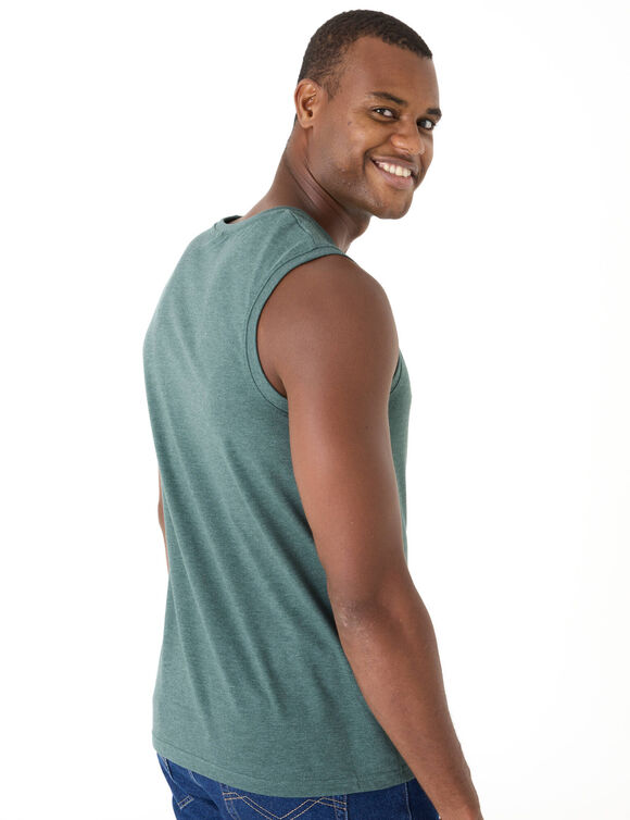 T-shirt uni col rond sans manches (azur chin&eacute;)