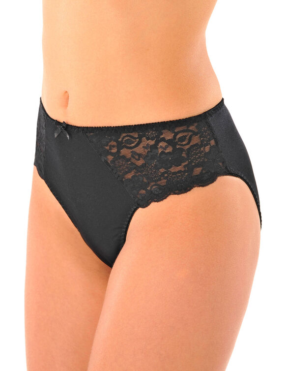 Slip in glanstricot en kant Avila - set van 2 (wit + zwart)