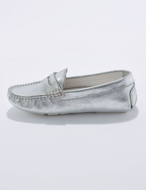 Mocassins in glad leer - zilverkleur (zilverkleurig)