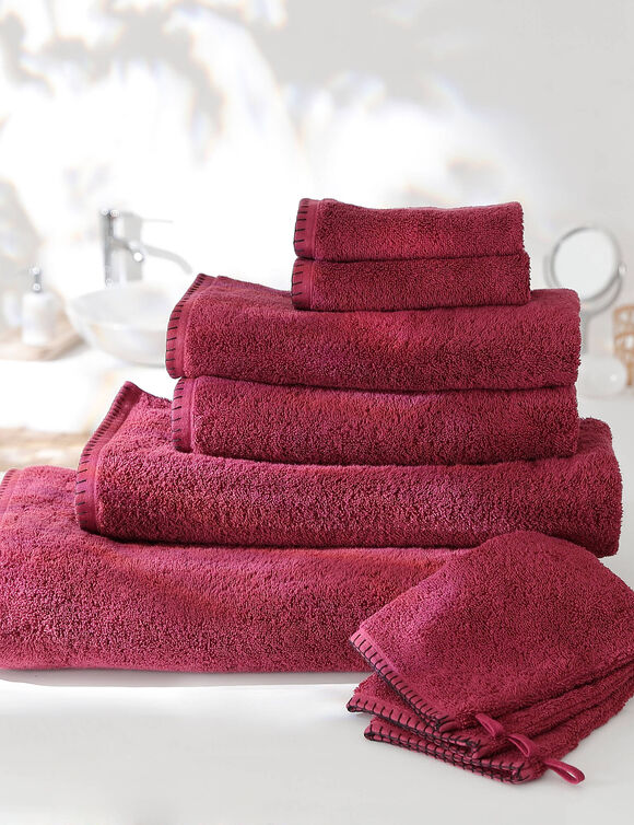 Effen handdoek 540g/m² luxe comfort met paardenstaartsteek (wijnrood)