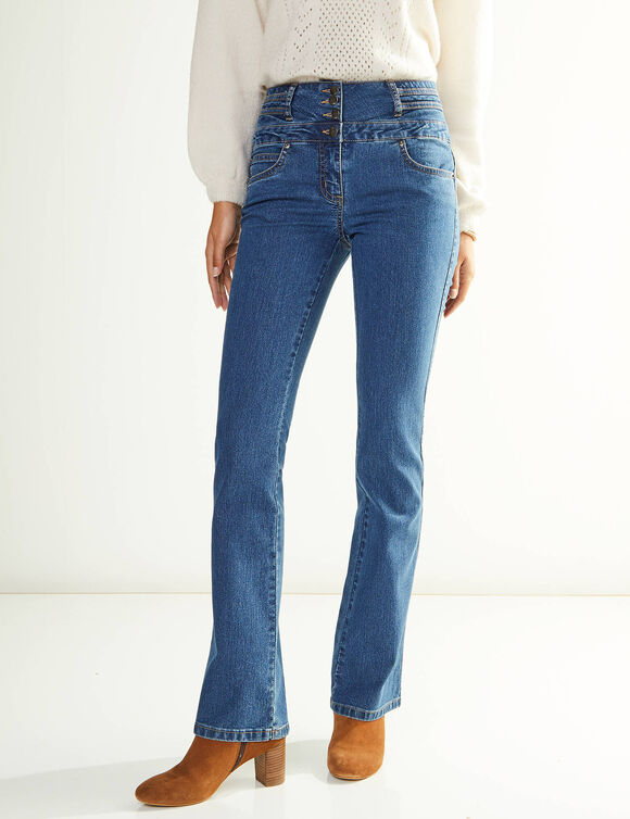 Jean bootcut taille haute - grande stature (stone)