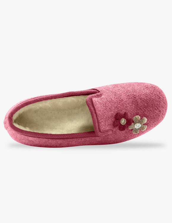 Gesloten pantoffels met bloemetjes (framboos)