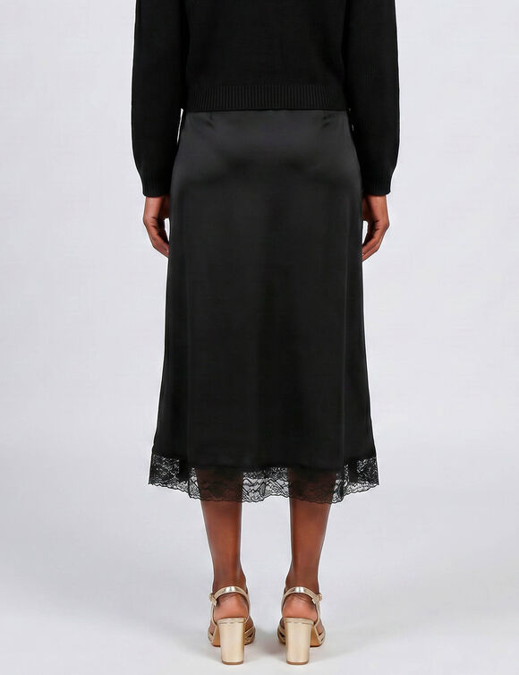 Jupe en satin, base en dentelle (noir)