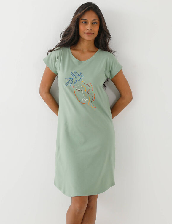 Chemise de nuit imprim&eacute;e Mad&egrave;re (vert)