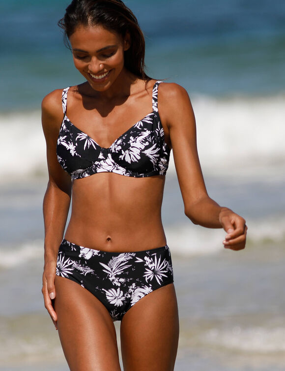 Haut de maillot de bain corbeille imprimé Tabika - avec armatures (noir / beige)