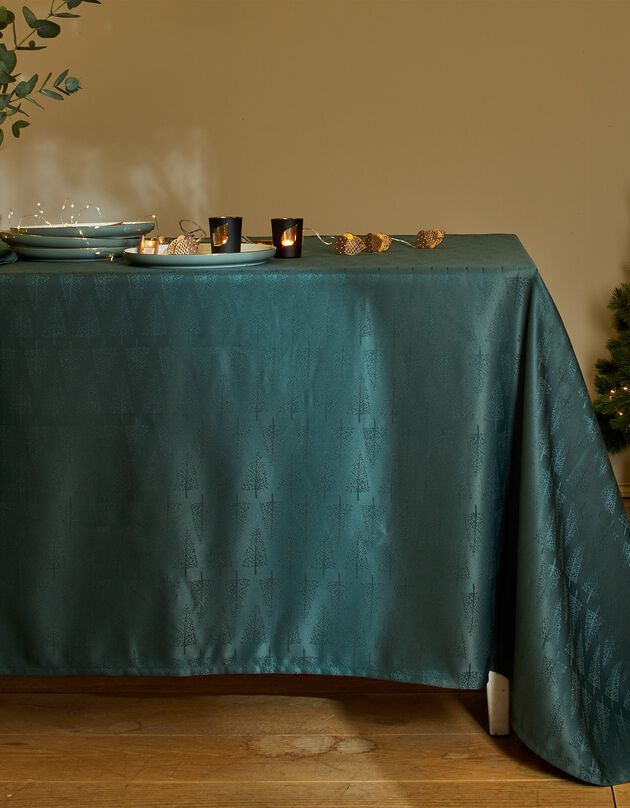 Nappe damassée motifs sapins (vert)