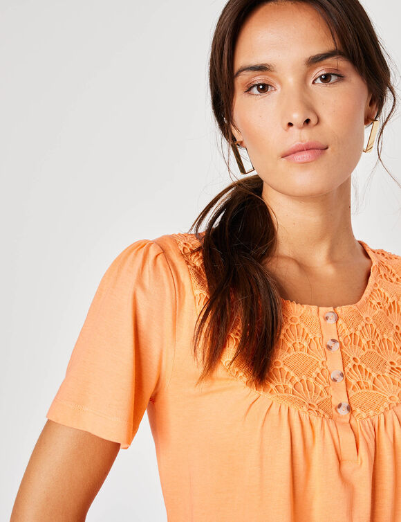 T-shirt macram&eacute; manches courtes (mangue)