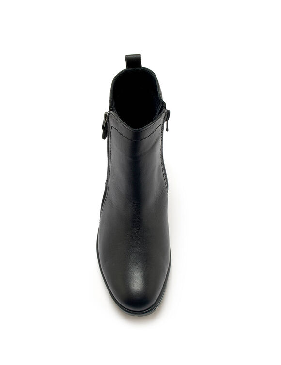 Boots fermeture zippée en cuir, largeur confort (noir)