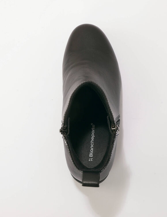 Boots cuir zipp&eacute;e, semelle compens&eacute;e (noir)