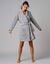 Effen peignoir in fleece met pluchetouch - 92 cm lang, lange mouwen (grijs)