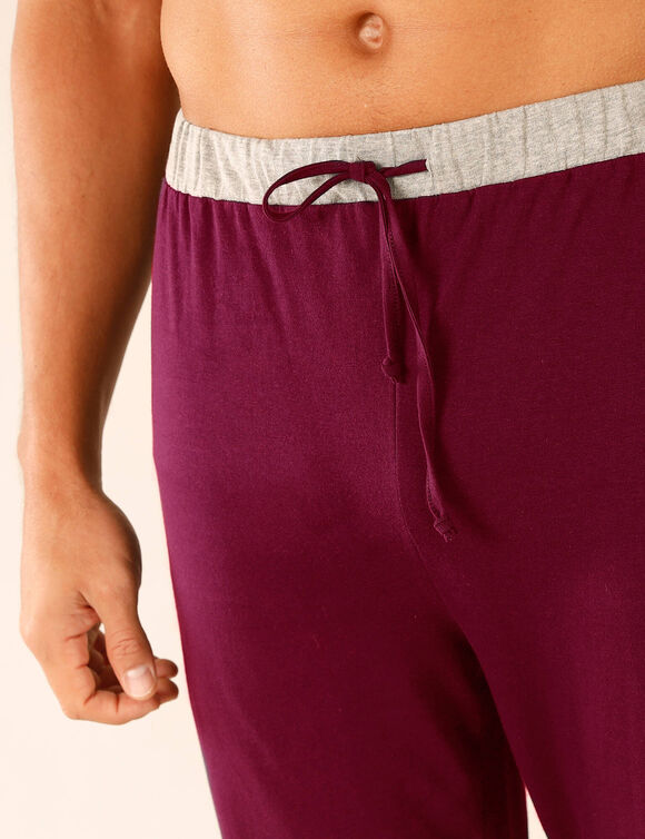 Pantalon pyjama bas resserr&eacute;s - lot de 2 (gris + bordeaux)