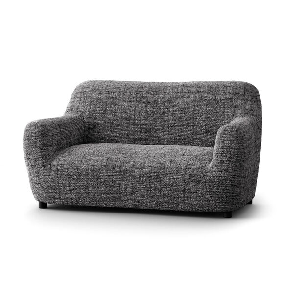 Housse bi-extensible microfibre effet faux uni pour fauteuil et canap&eacute; (gris anthracite)