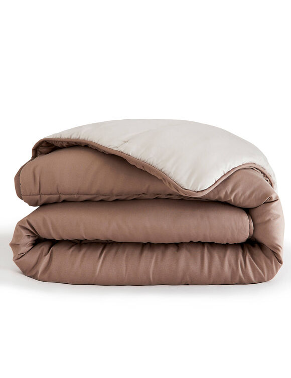 Tweekleurig dekbed in microvezel 500 g/m2 (taupe / zandkleur)