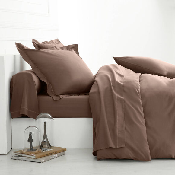Linge de lit uni coton  (taupe)